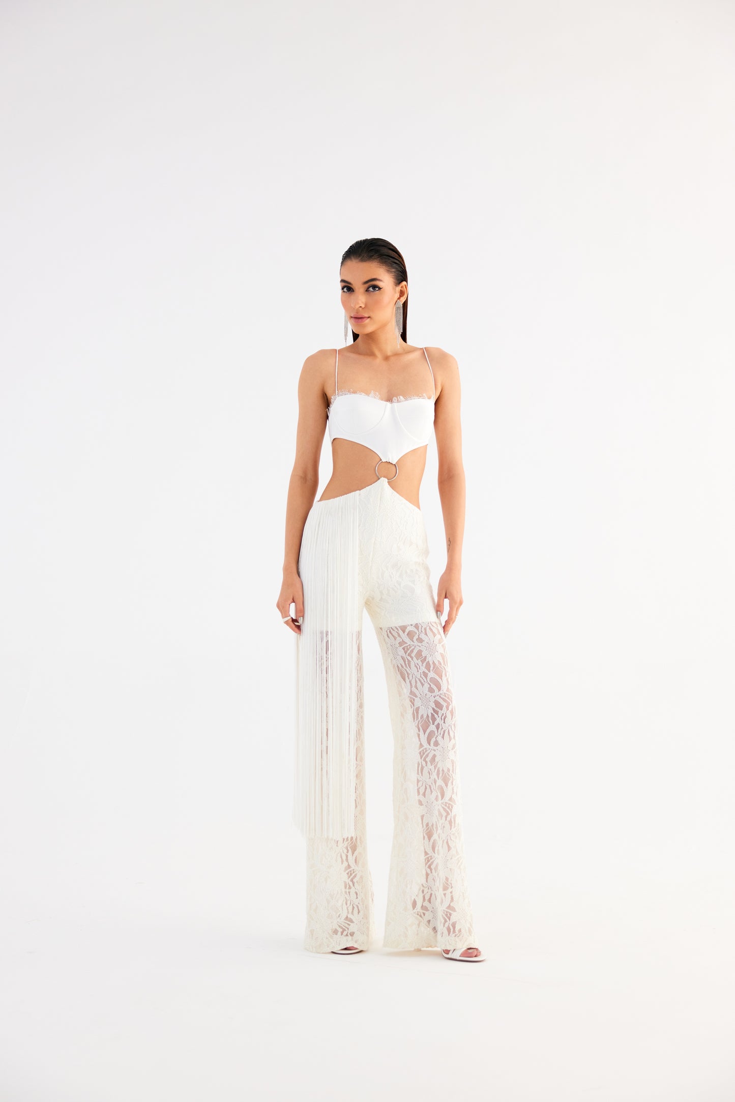 Egg Shell White Cut-Out Dress with Back Tie – Mini Fitted Style