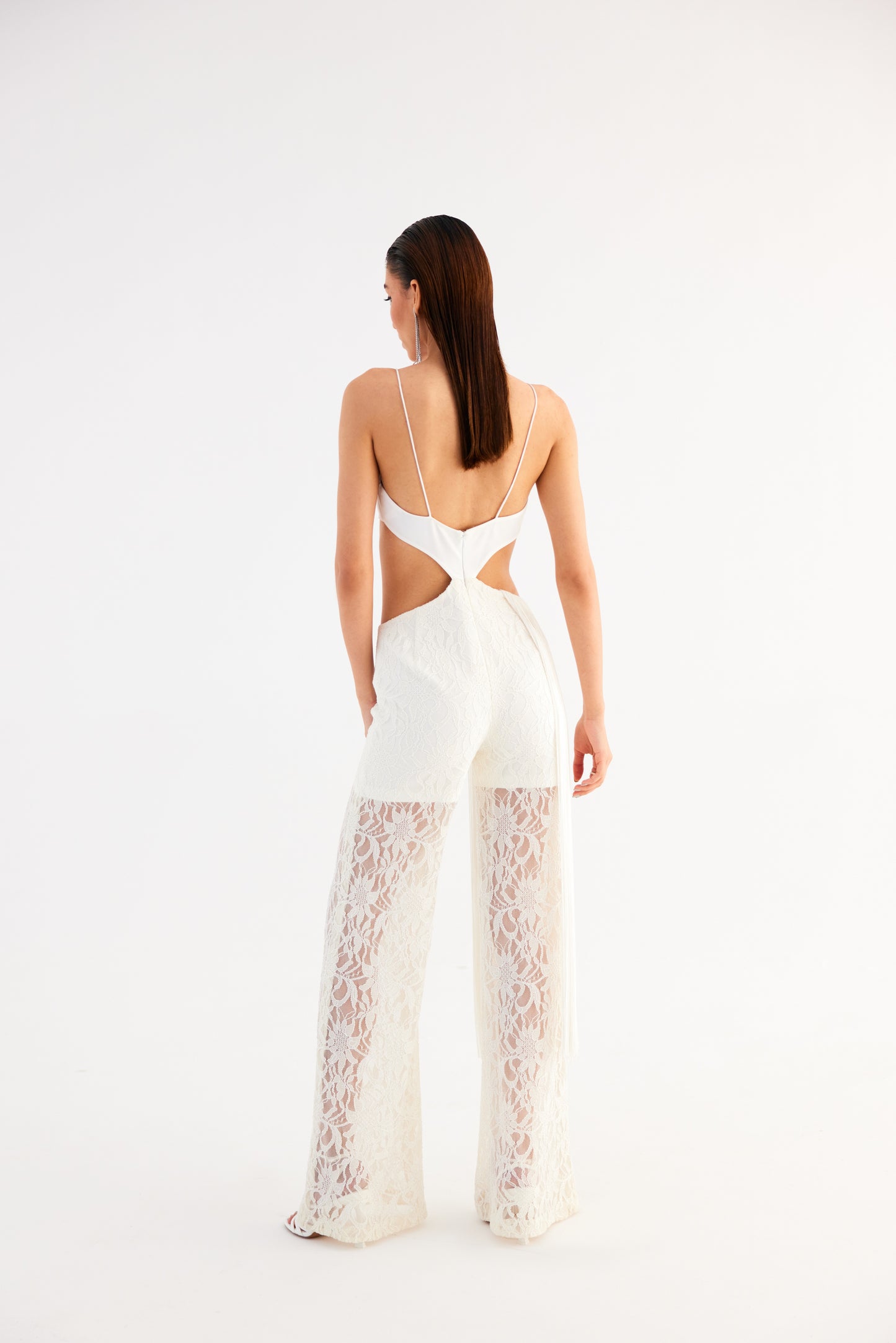 Egg Shell White Cut-Out Dress with Back Tie – Mini Fitted Style