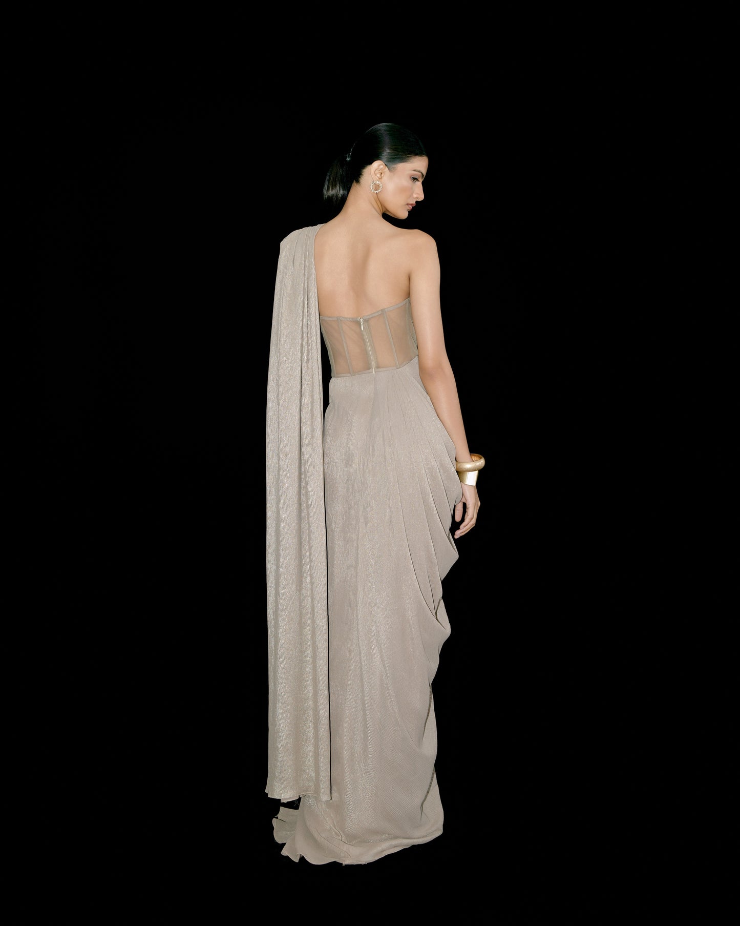 SAREE DRAPE CORSET DRESS