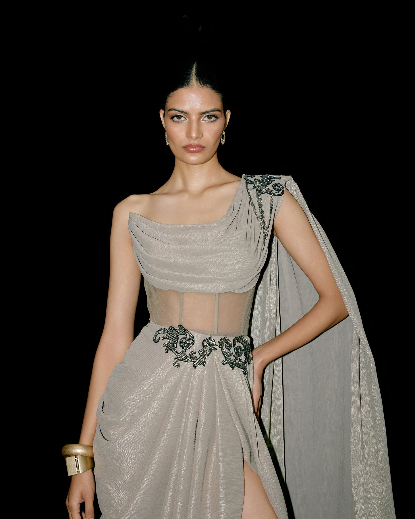 SAREE DRAPE CORSET DRESS