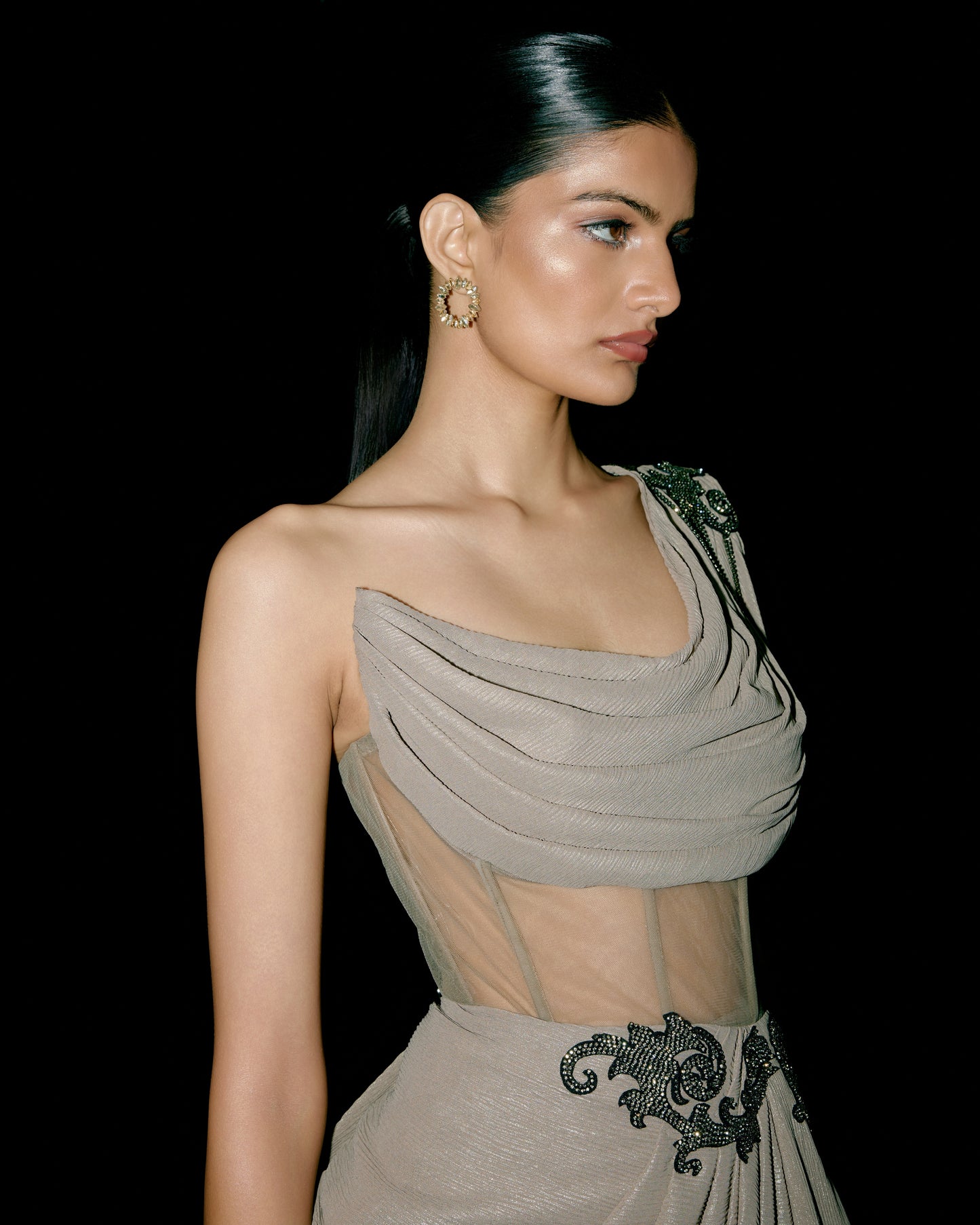 SAREE DRAPE CORSET DRESS
