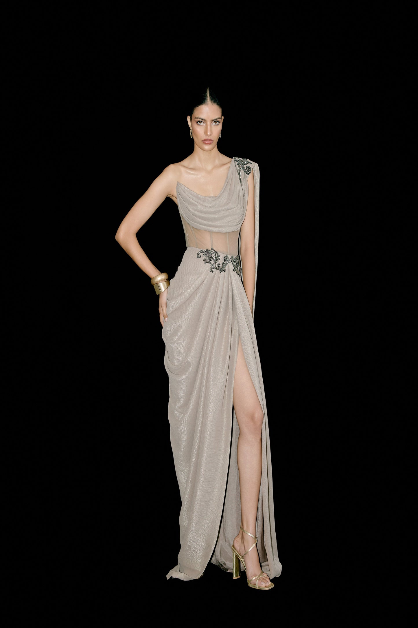 SAREE DRAPE CORSET DRESS