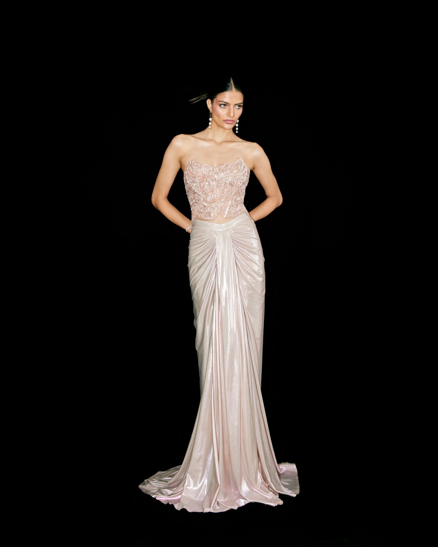 CORSET WITH DRAPED SKIRT