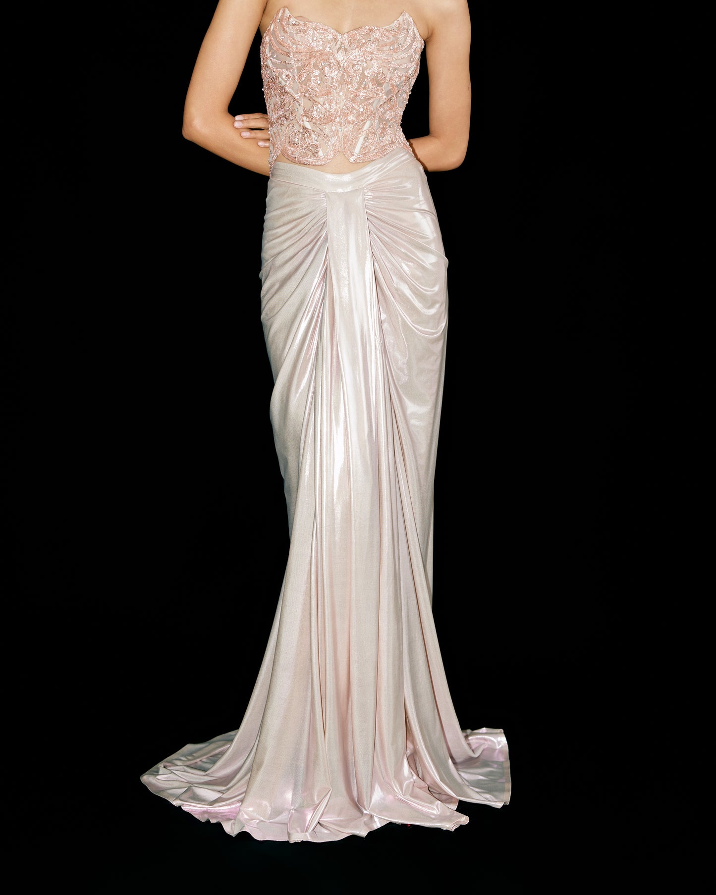 CORSET WITH DRAPED SKIRT