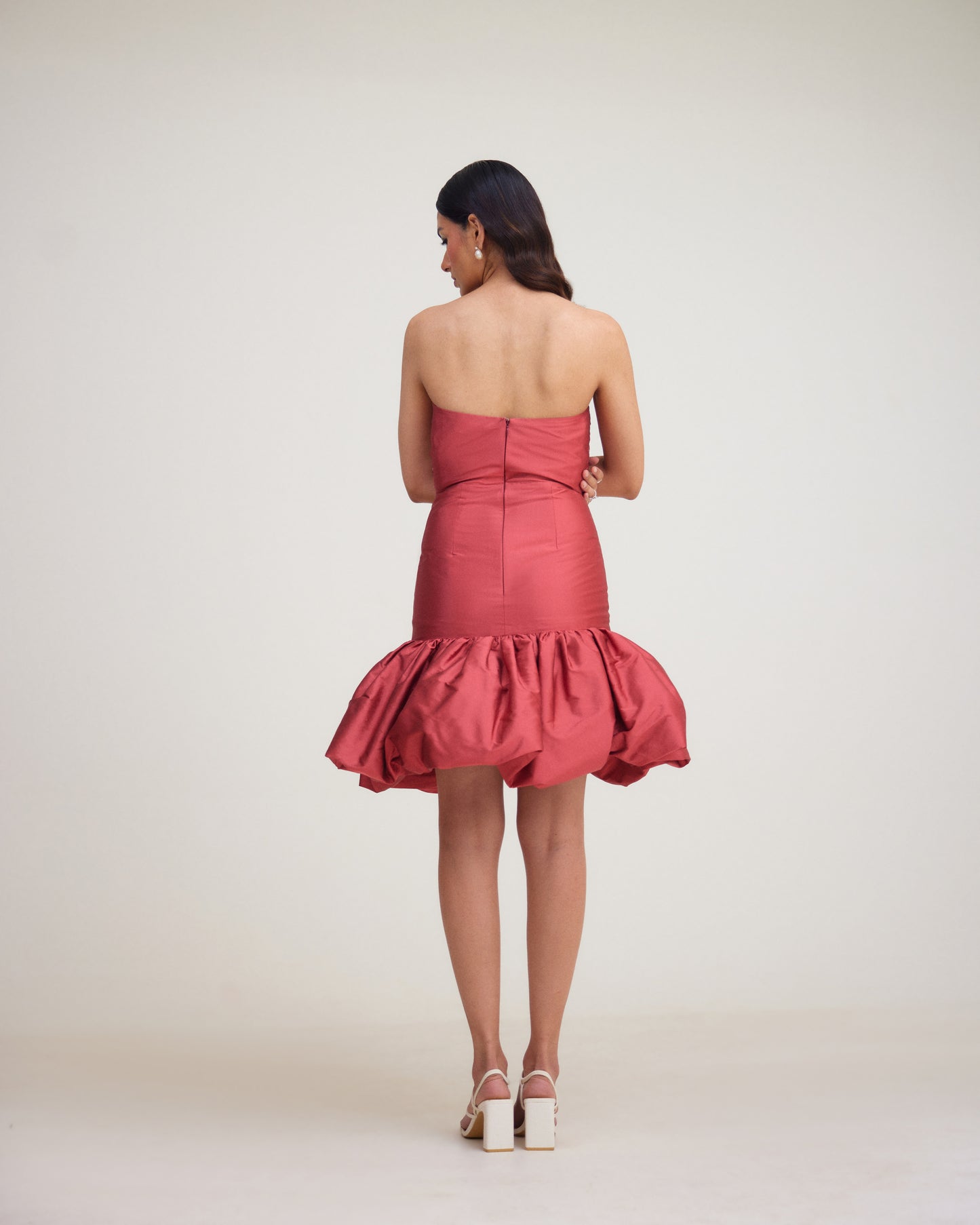 Astro Dust Short Silk Dress with Bubble Hem