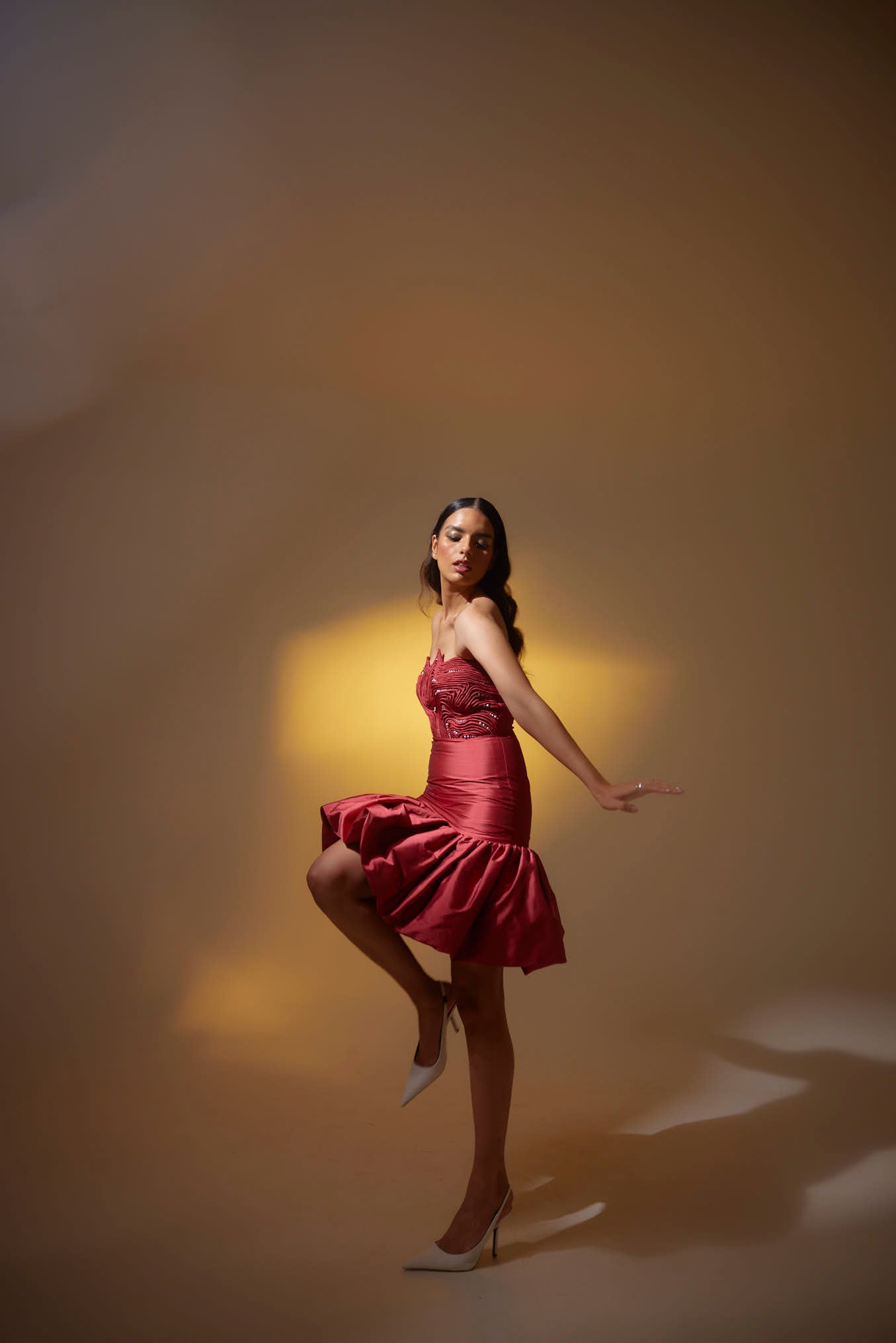 Astro Dust Short Silk Dress with Bubble Hem