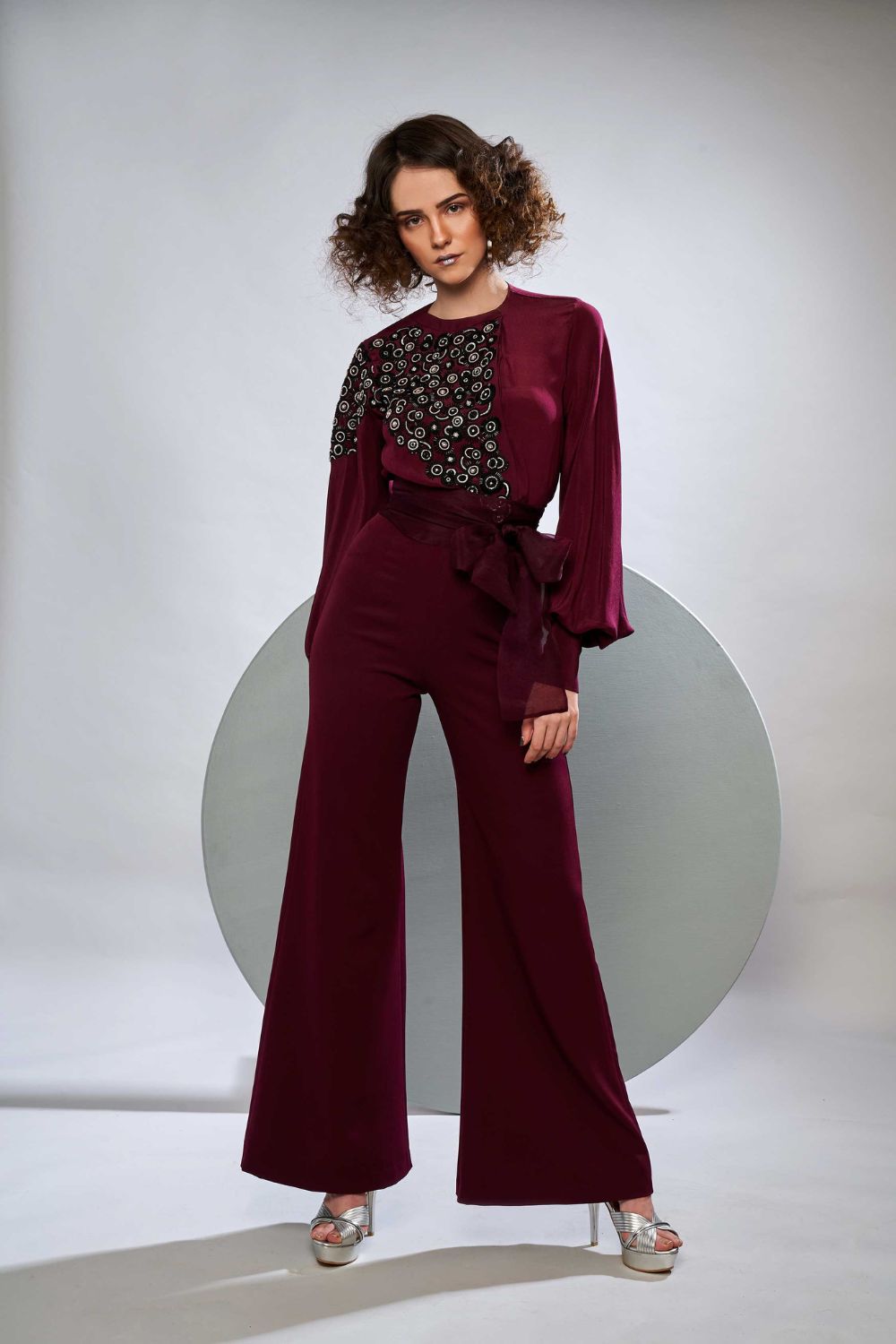Embroidered Shirt With Flared Pants