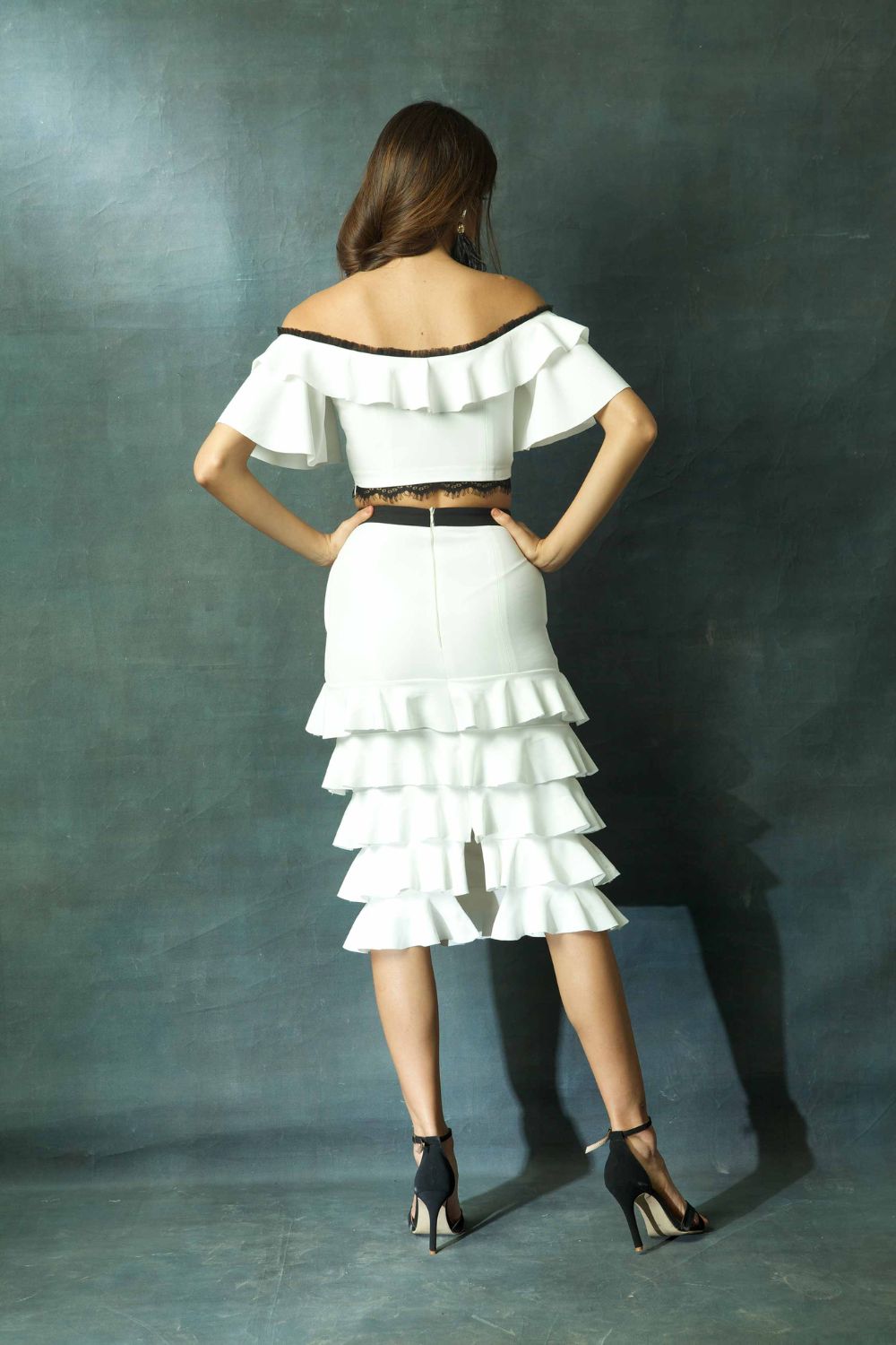 Tiered Ruffled Skirt And Crop Top