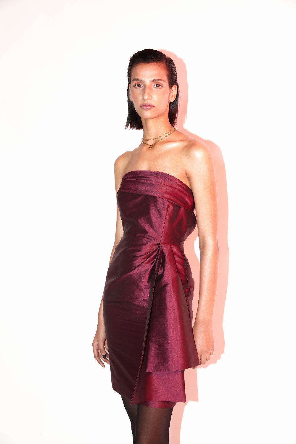 Tube Taffeta Silk Midi Dress