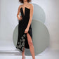 Strapless Dress With Boning And Embroidery And Long Slit