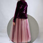 Plush Velvet Peplum Jacket With Two Tone Layered Tulle Skirt