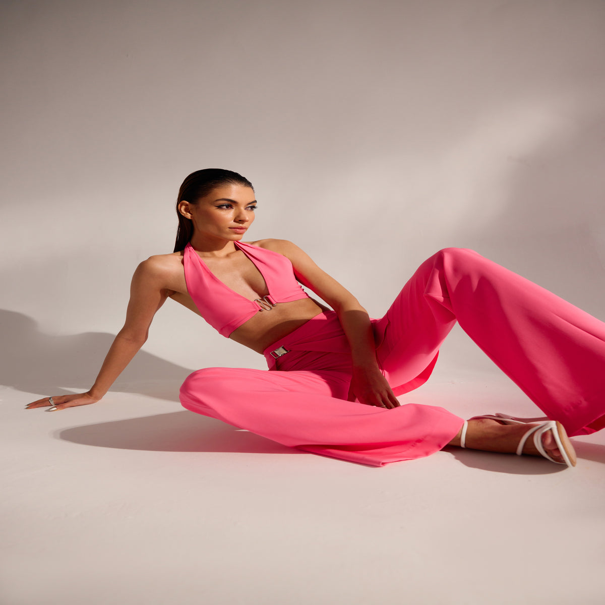 HALTER NECK BUSTIER WITH SKIRT PANT