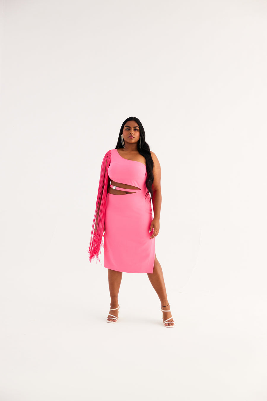 LEMONADE PINK WAIST CUT-OUT DRESS