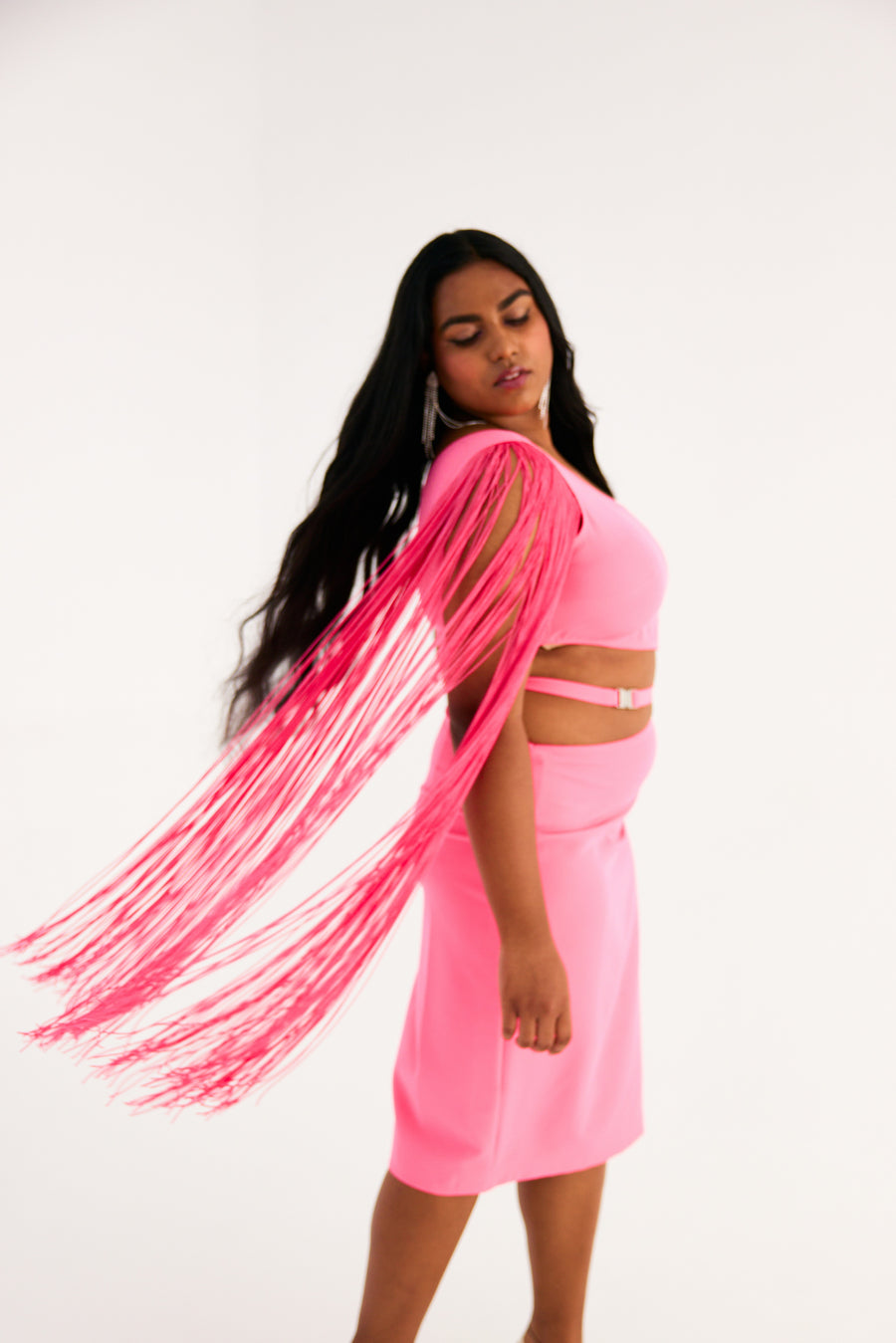 LEMONADE PINK WAIST CUT-OUT DRESS
