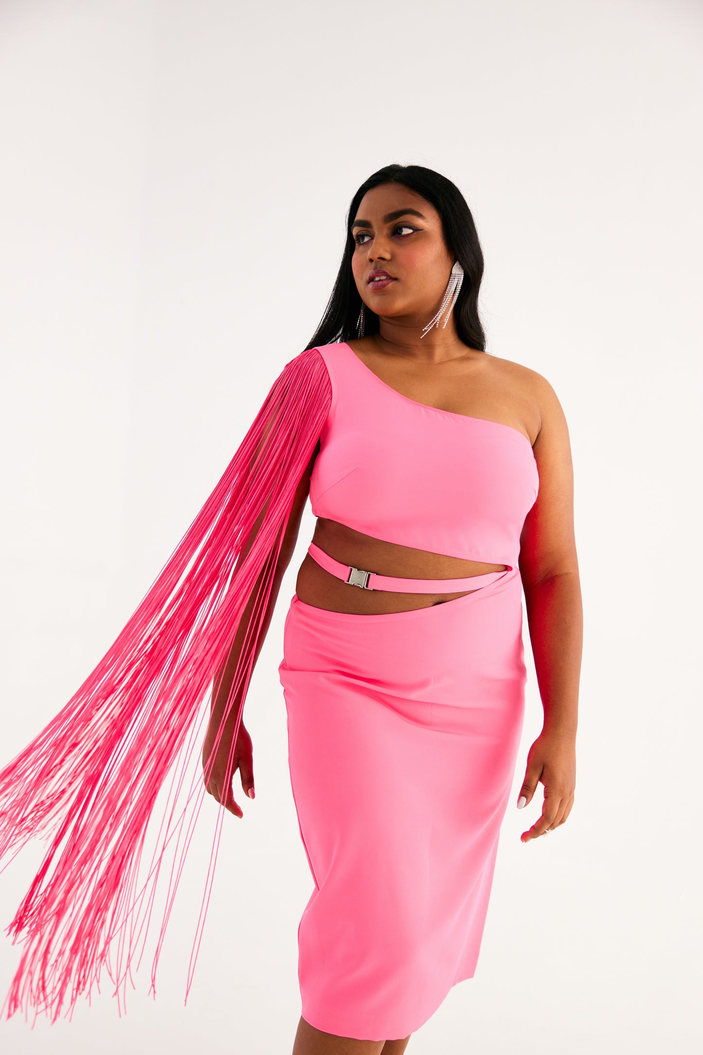 LEMONADE PINK WAIST CUT-OUT DRESS