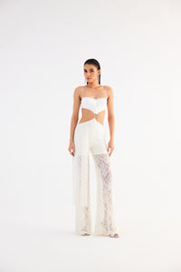 Egg Shell White Cut-Out Dress with Back Tie – Mini Fitted Style