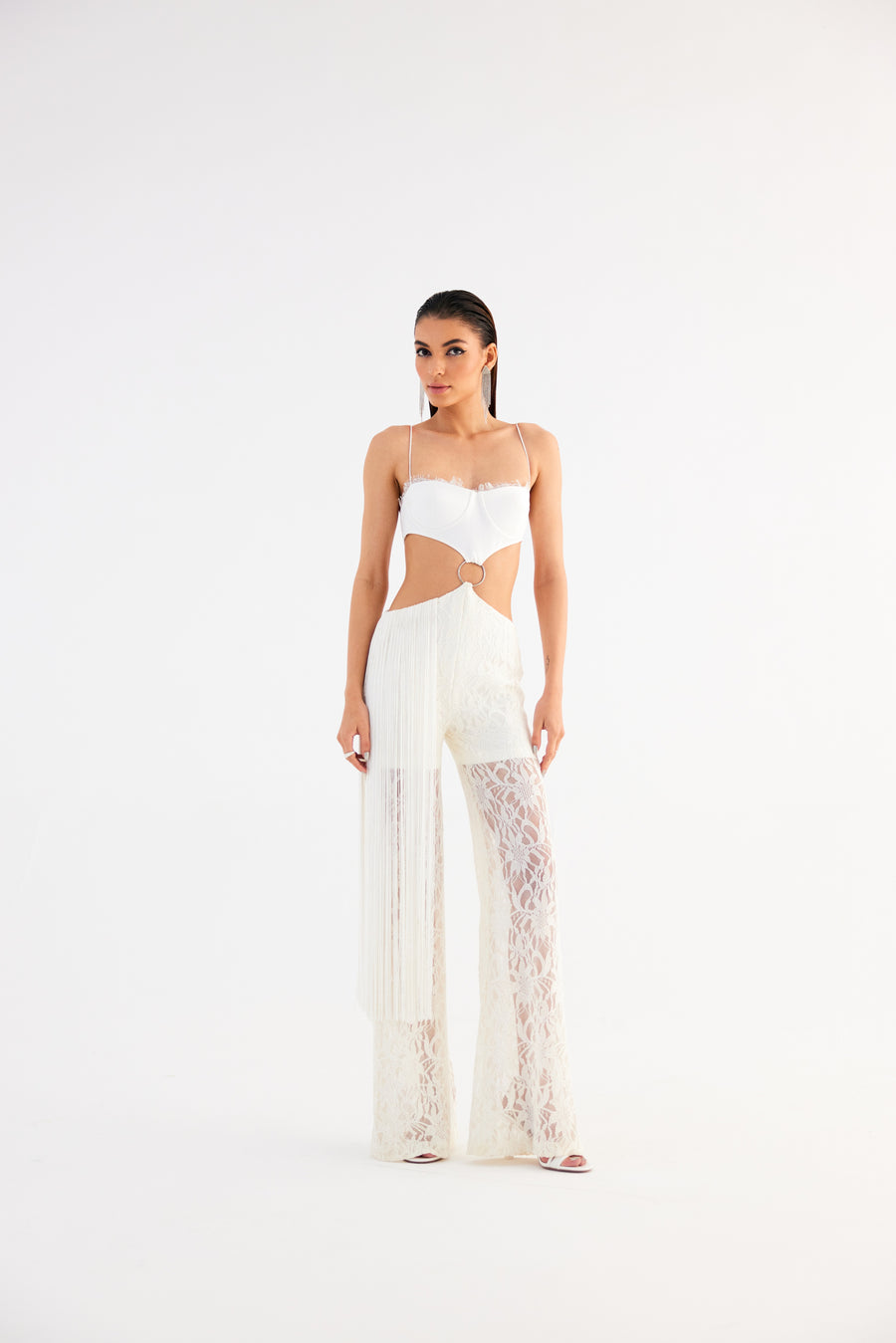 Egg Shell White Cut-Out Dress with Back Tie – Mini Fitted Style