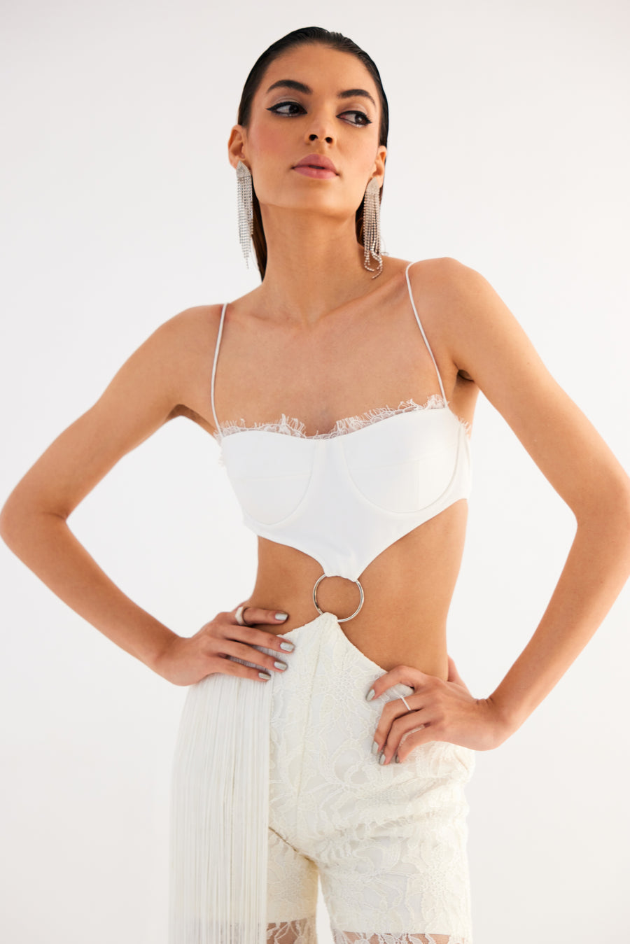 Egg Shell White Cut-Out Dress with Back Tie – Mini Fitted Style