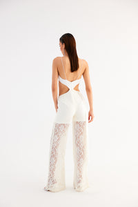 Egg Shell White Cut-Out Dress with Back Tie – Mini Fitted Style