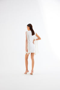 Egg Shell White Fringe Mini Dress – Fitted Resort Wear