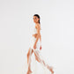 Egg Shell White Fringe Mini Dress – Spaghetti Strap with Waist Cut-Out