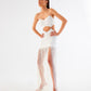 Egg Shell White Fringe Mini Dress – Spaghetti Strap with Waist Cut-Out