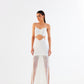 Egg Shell White Fringe Mini Dress – Spaghetti Strap with Waist Cut-Out