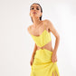 Canary Yellow Asymmetric Dress – Waist Cut-Out with Ring