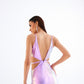 Holographic Lilac Cut-Out Mini Dress – Spaghetti Strap
