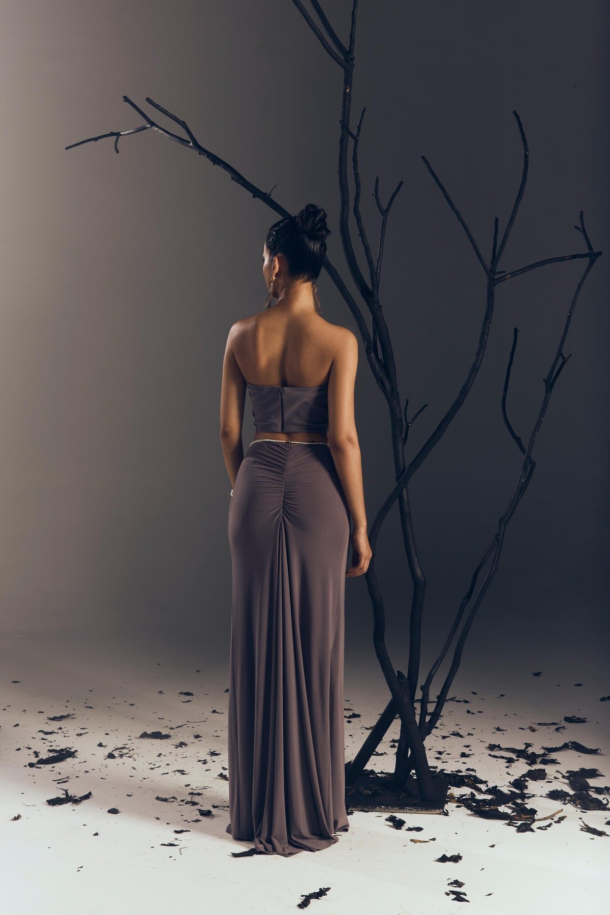 CORSET WITH LONG RUCHED SKIRT