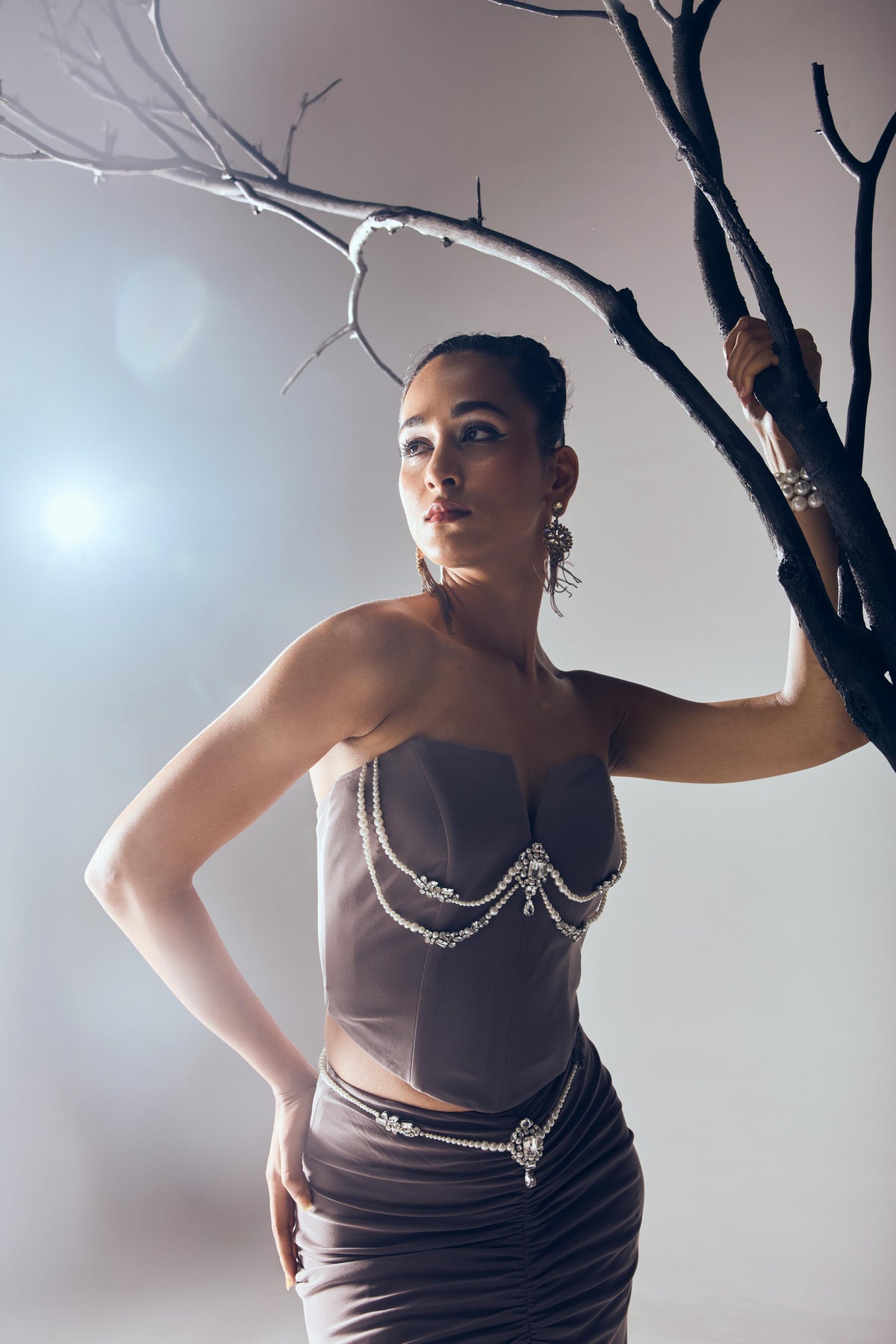 CORSET WITH LONG RUCHED SKIRT