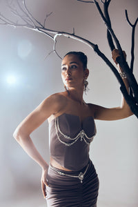 CORSET WITH LONG RUCHED SKIRT