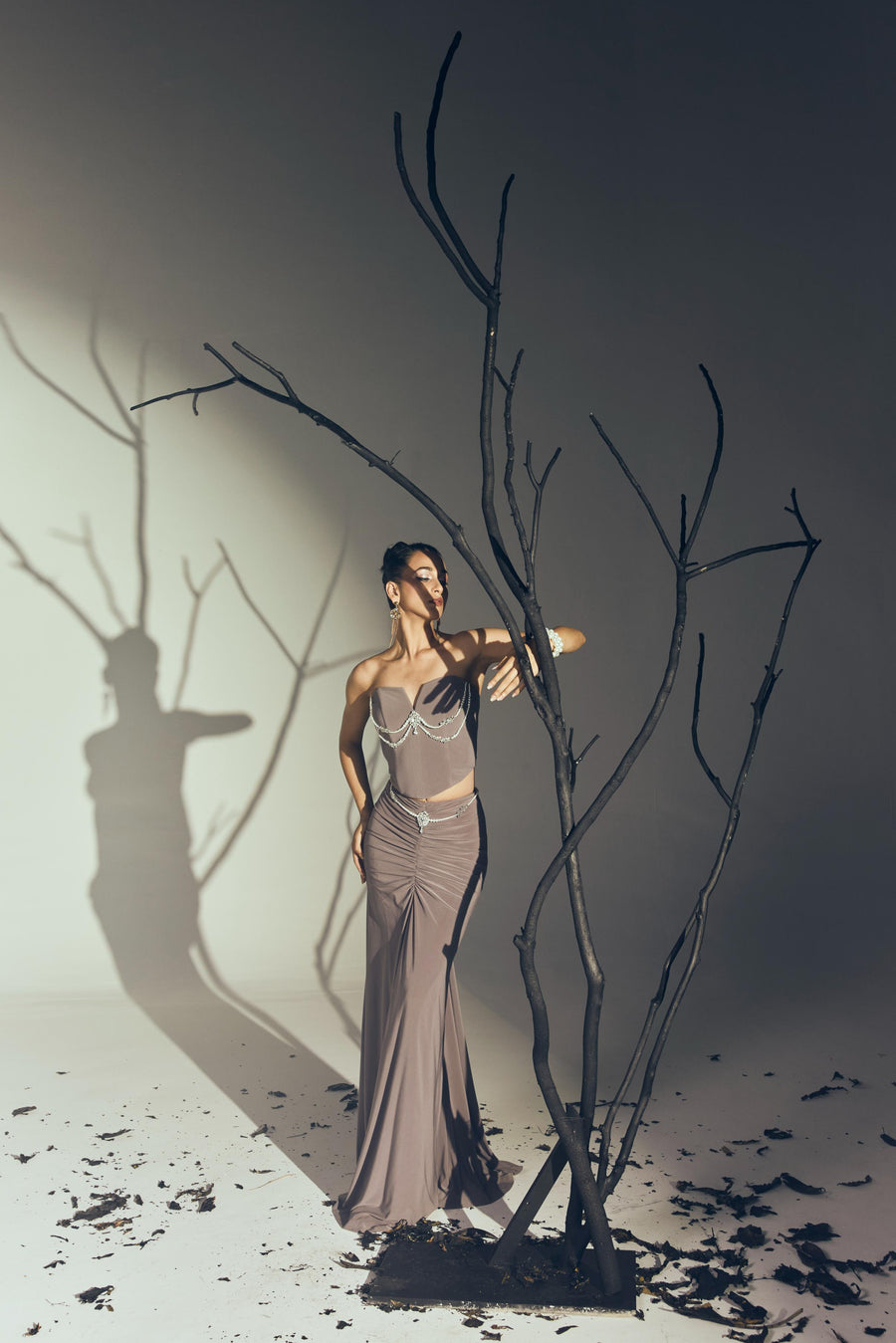 CORSET WITH LONG RUCHED SKIRT
