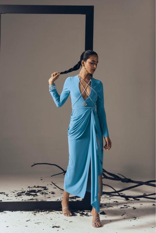DRAPE MIDI DRESS