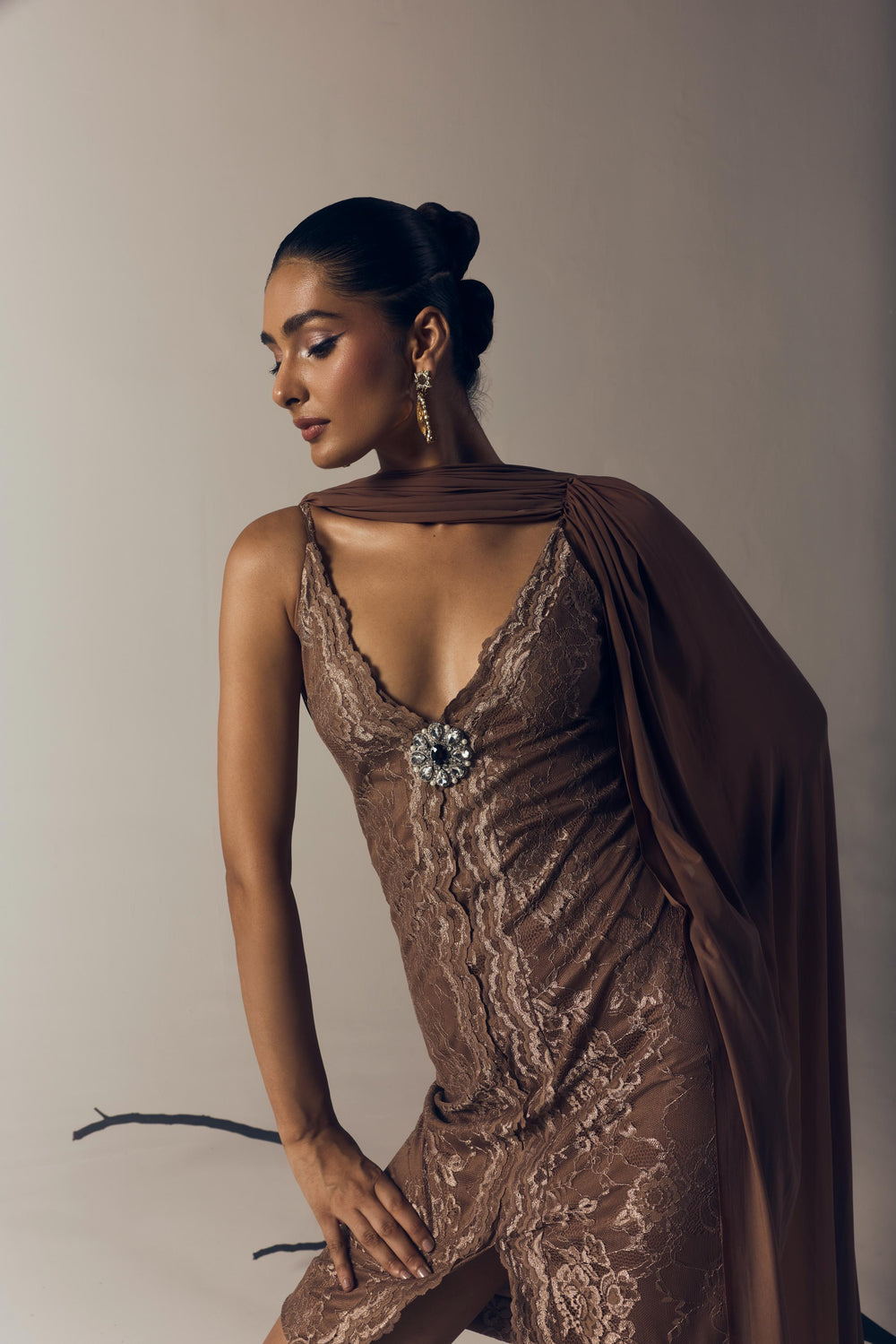 MOLTEN CHOCOLATE LACE DRESS