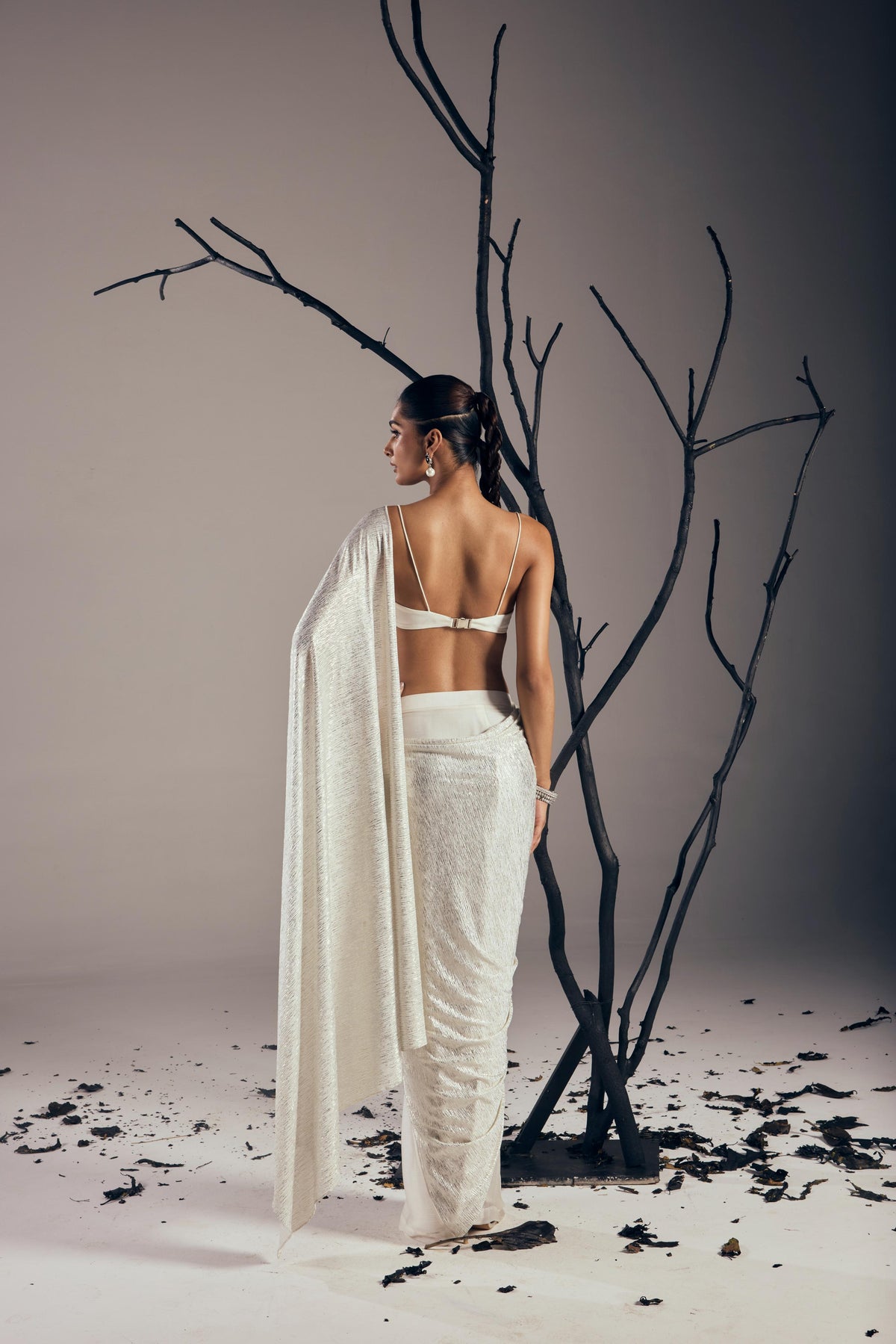 PRE- DRAPED SAREE WITH BRALETTE