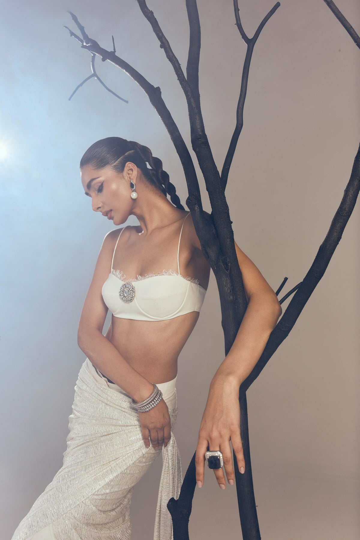 PRE- DRAPED SAREE WITH BRALETTE