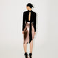 PLUNGE NECK TOP WITH DRAPED SKIRT