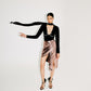 PLUNGE NECK TOP WITH DRAPED SKIRT