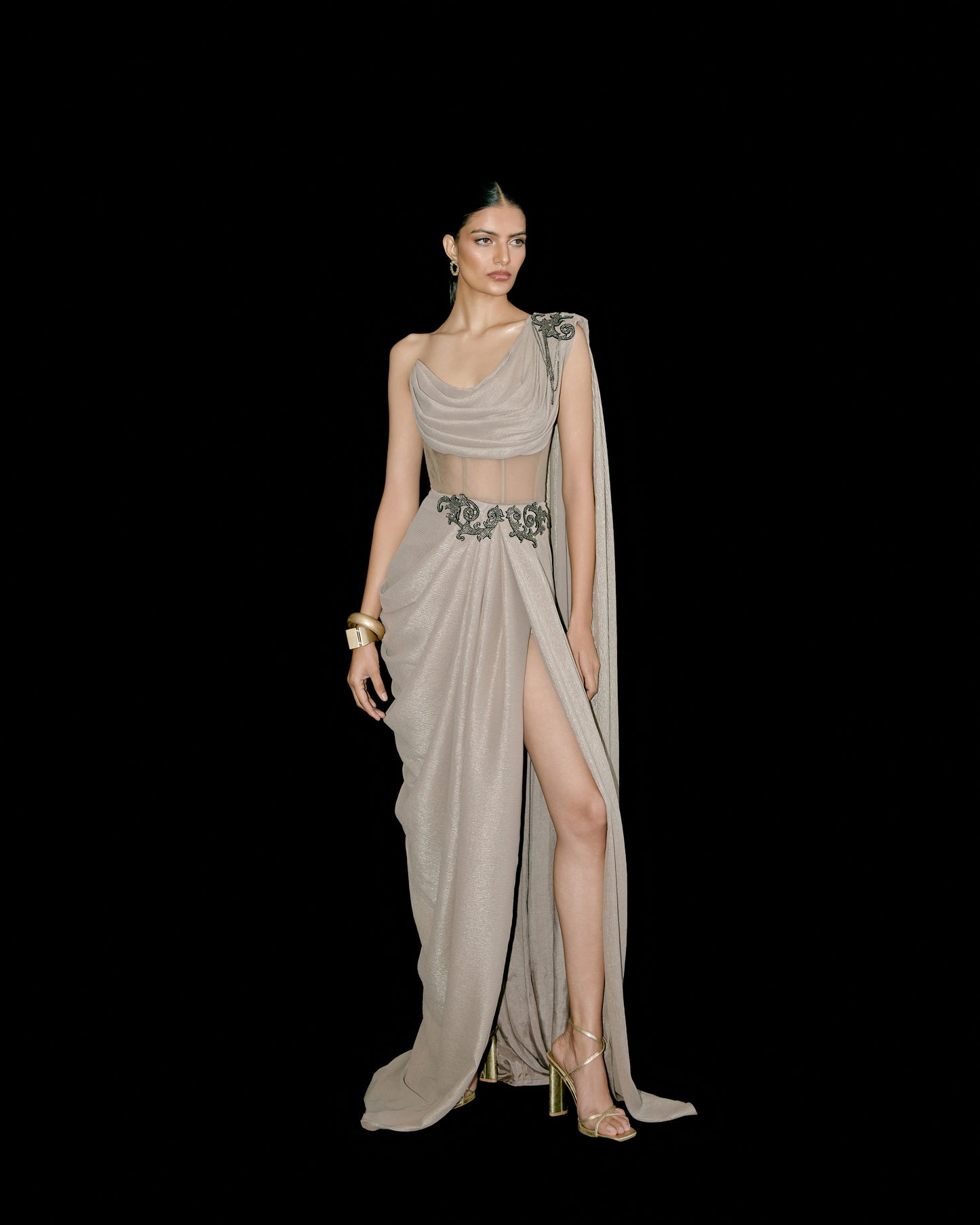 SAREE DRAPE CORSET DRESS