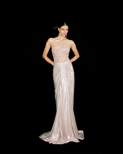 CORSET WITH DRAPED SKIRT