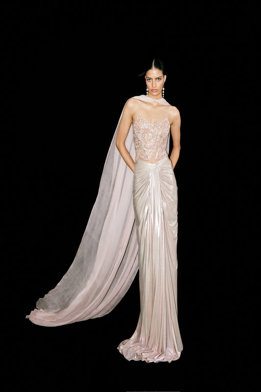 CORSET WITH DRAPED SKIRT
