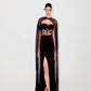 CORSET GOWM WITH SEQUENCED CAPE