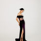CORSET GOWM WITH SEQUENCED CAPE