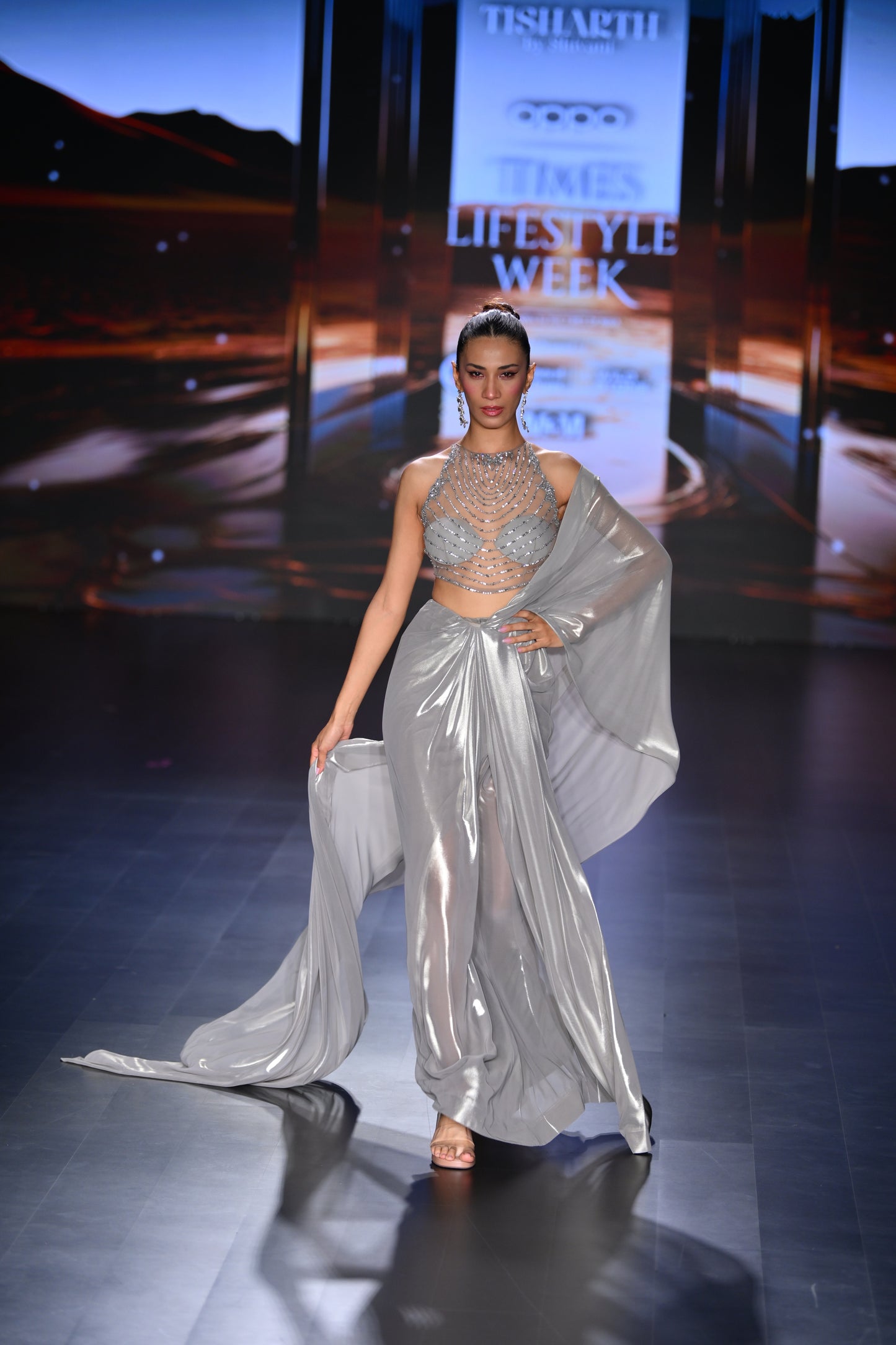 DRAPED SAREE WITH SHEER BLOUSE