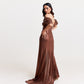Copper Shimmer Bustier Dress with Organza Drapes