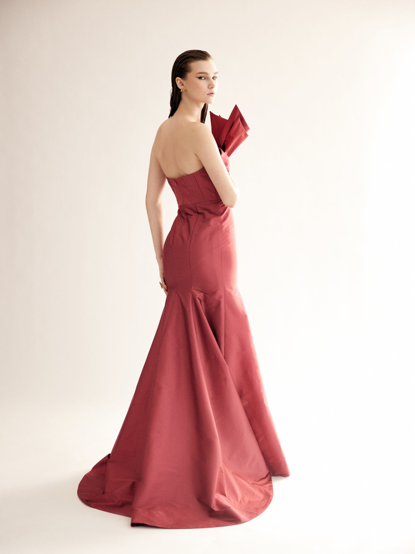 Astro Dust Taffeta Silk Gown with Wrap Detail