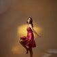 Astro Dust Short Silk Dress with Bubble Hem