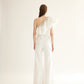 Eggshell White One-Shoulder Jumpsuit with Waist Cut-Out