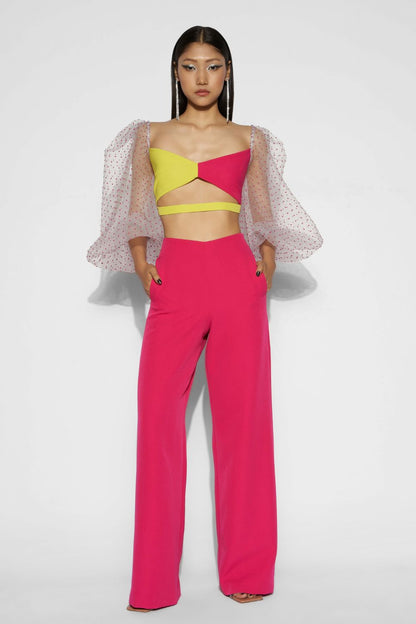 Bustier with wide leg pants
